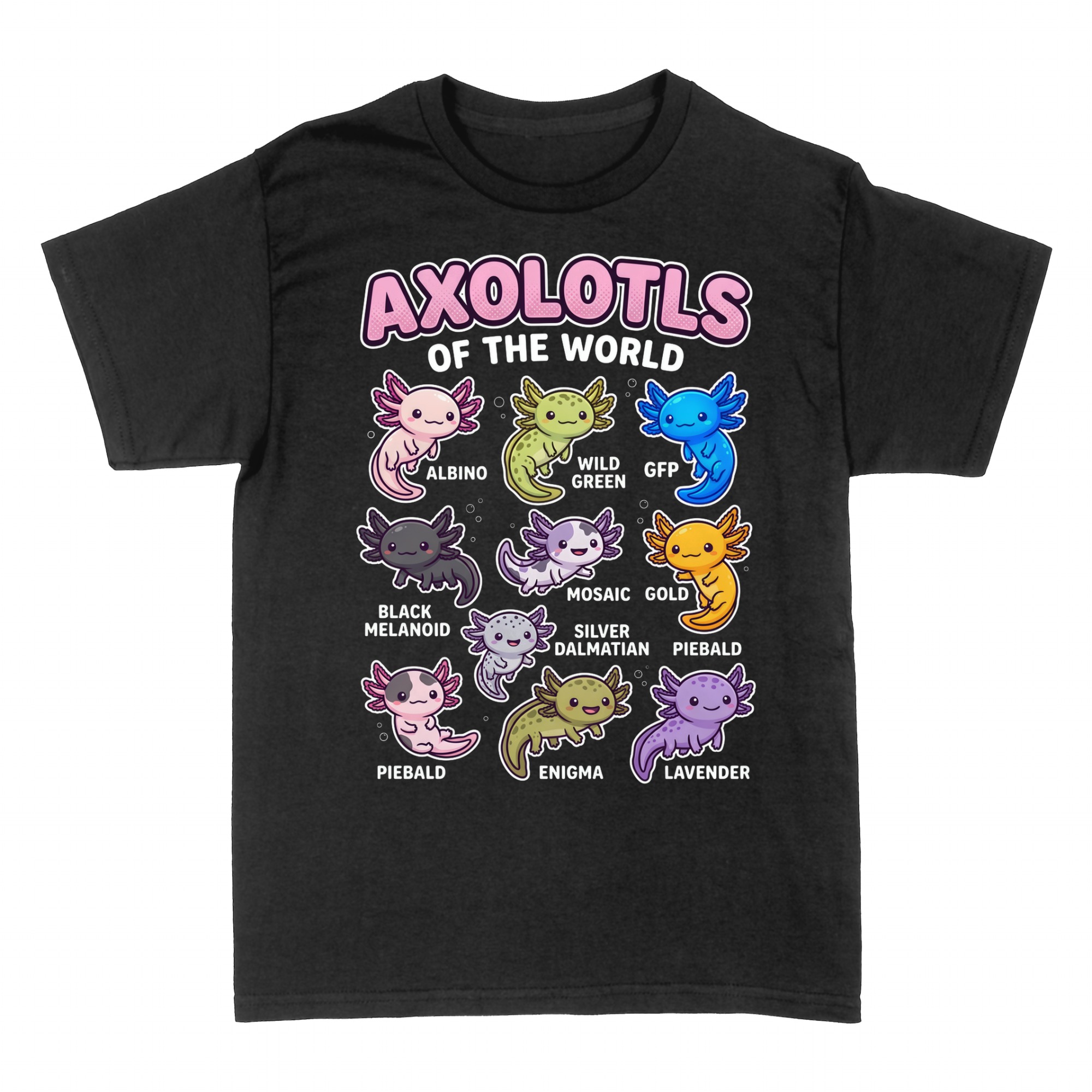 Magliette: Cute Axolotls Of The World Kawaii Chart