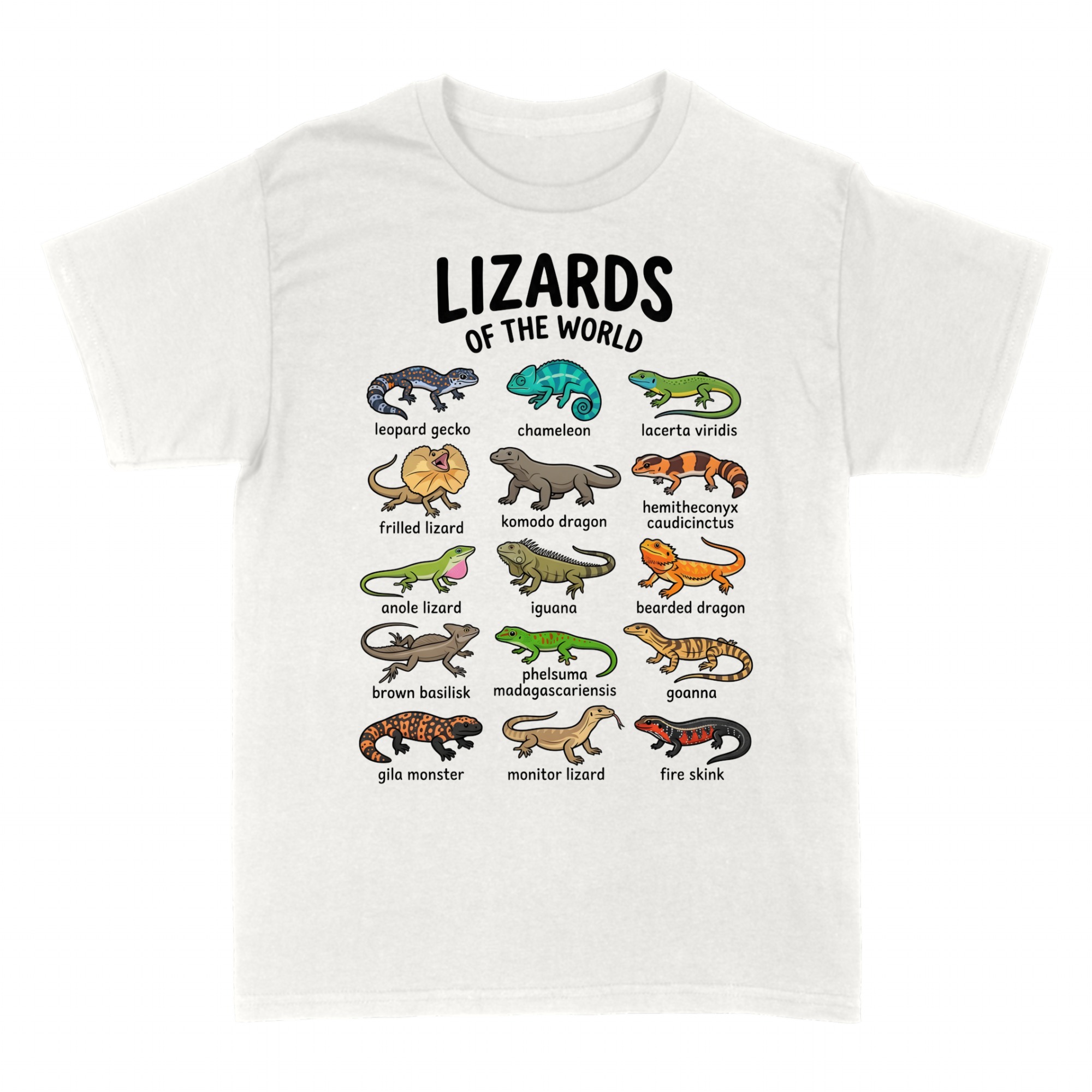 Magliette: Lizards Of The World Reptile Lover Chart