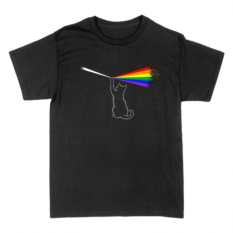 Magliette: Gatto che Cattura un Arcobaleno