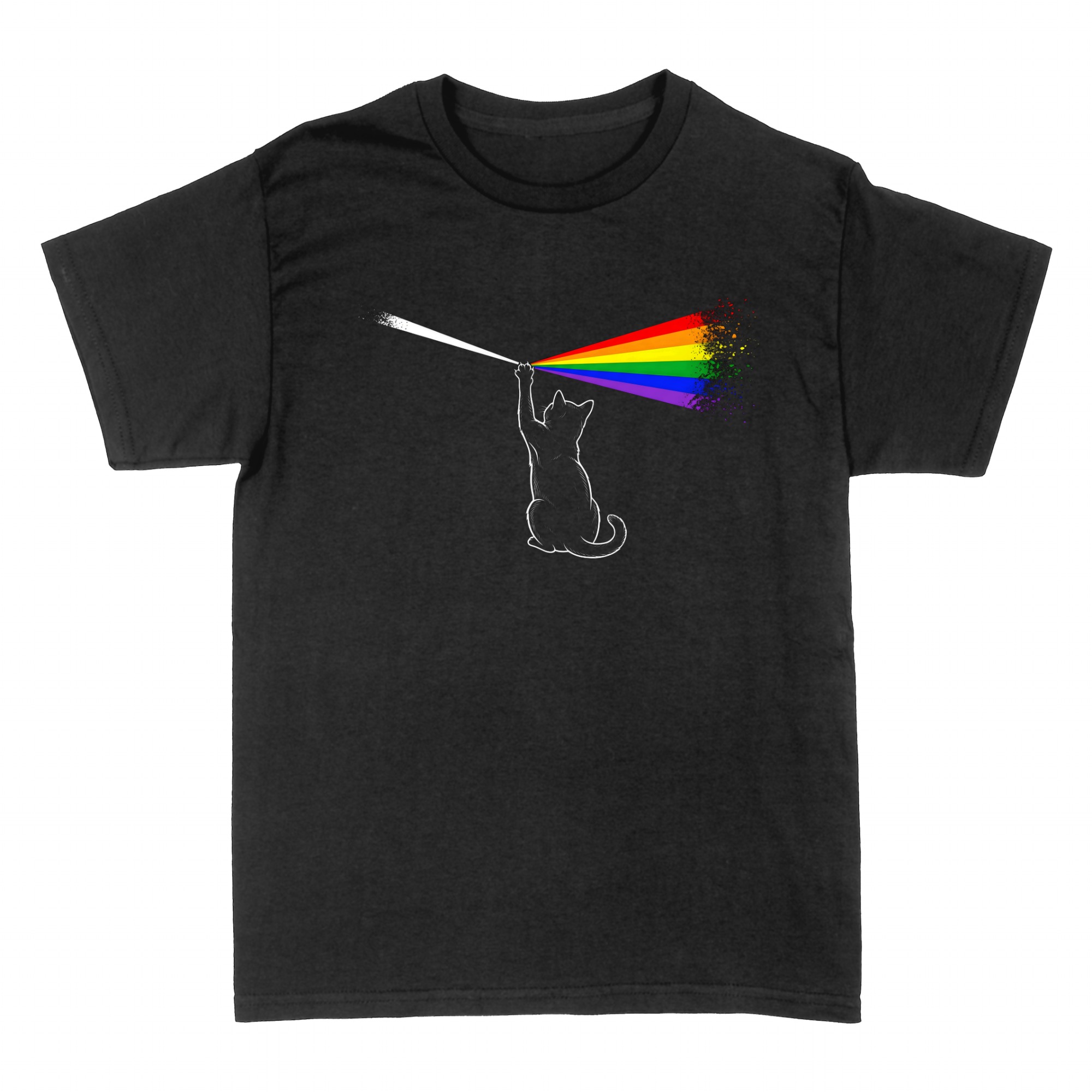 Magliette: Gatto Prisma Arcobaleno