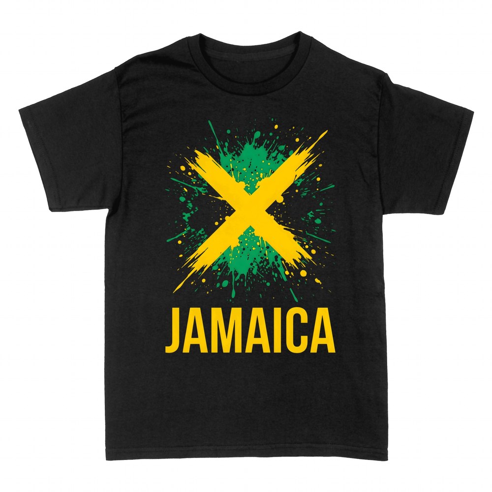 Magliette: Jamaica croce della bandiera in vernice schizzata
