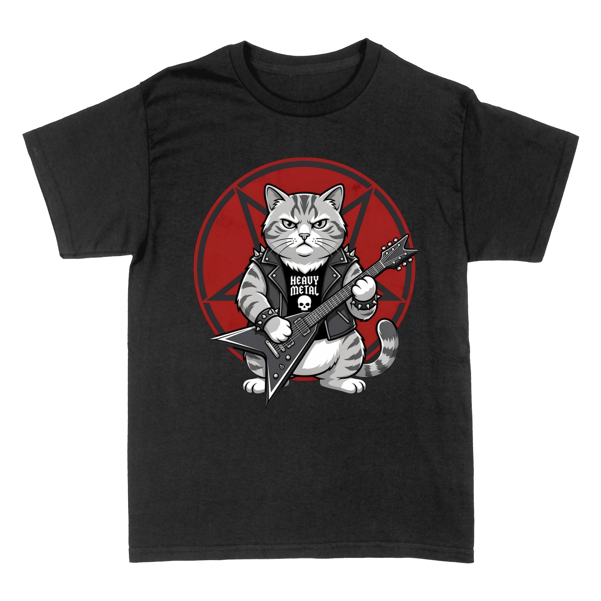 Magliette: Gatto heavy metal con chitarra
