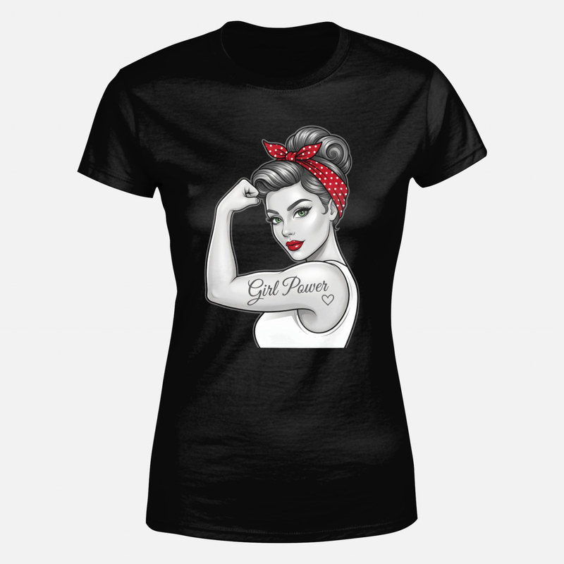 Magliette: Donna forte Rosie con tatuaggio Girl Power