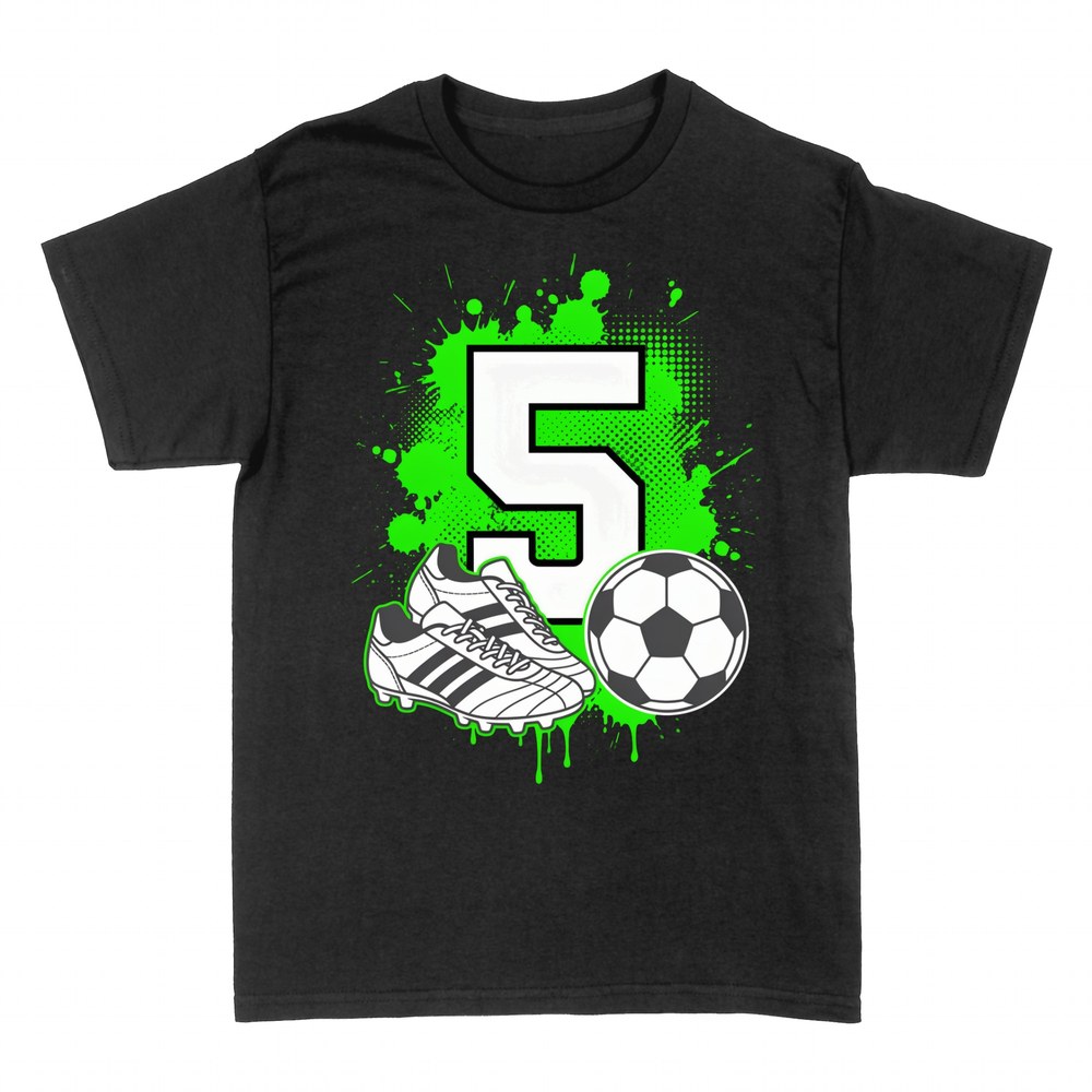 Magliette: Calcio numero 5 con scarpe e pallone