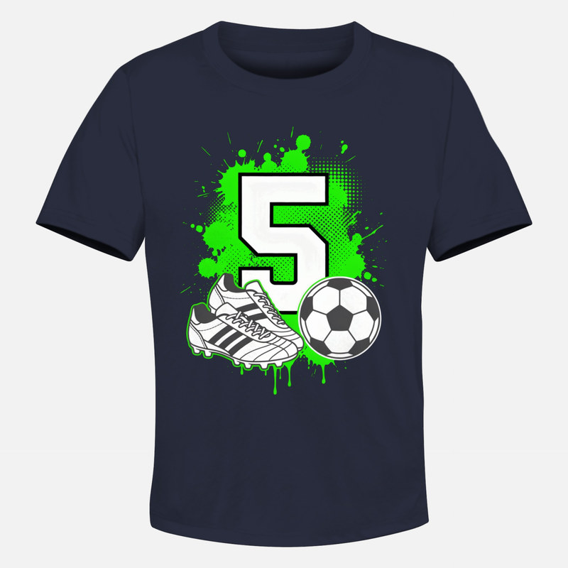Magliette: Calcio numero 5 con scarpe e pallone