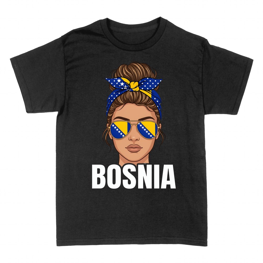 Magliette: Bosnia donna bandana e occhiali bandiera