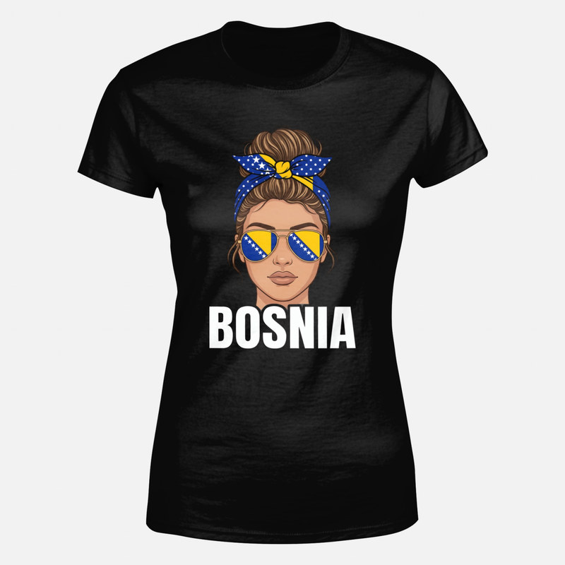 Magliette: Bosnia donna bandana e occhiali bandiera