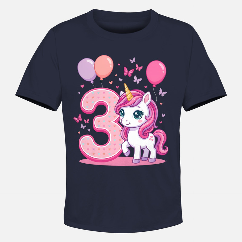 Magliette: Unicorno 3&deg; Compleanno Bambina