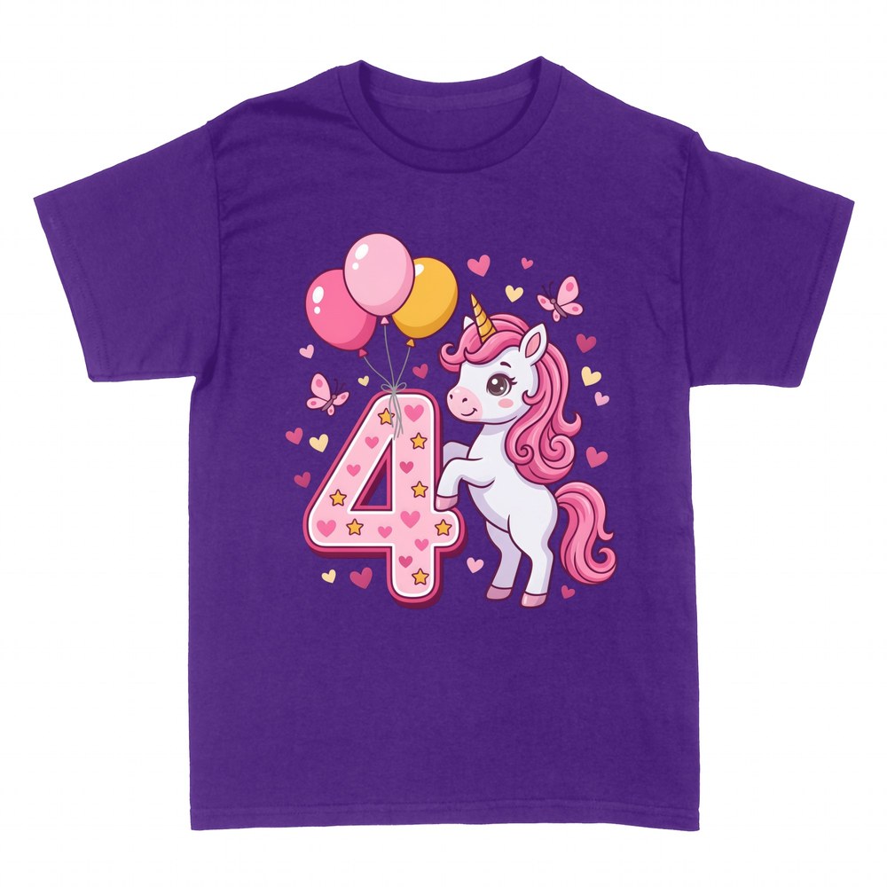 Magliette: Unicorno 4&deg; Compleanno con Palloncini
