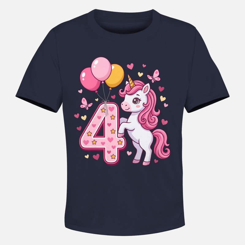 Magliette: Unicorno 4&deg; Compleanno con Palloncini