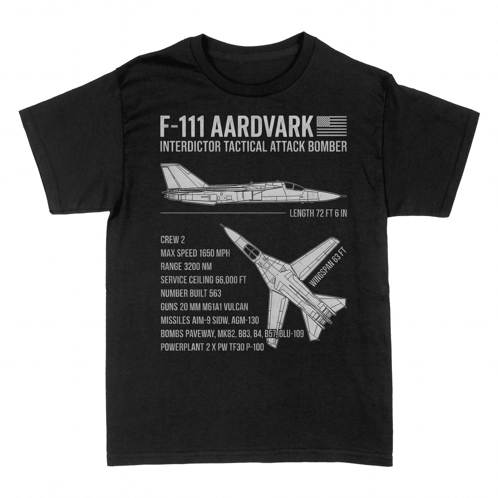 Magliette: F-111 Aardvark, disegno tecnico e scheda