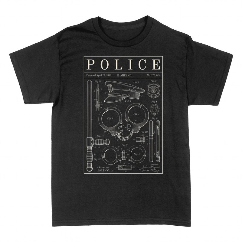 Magliette: Polizia disegno brevettuale vintage