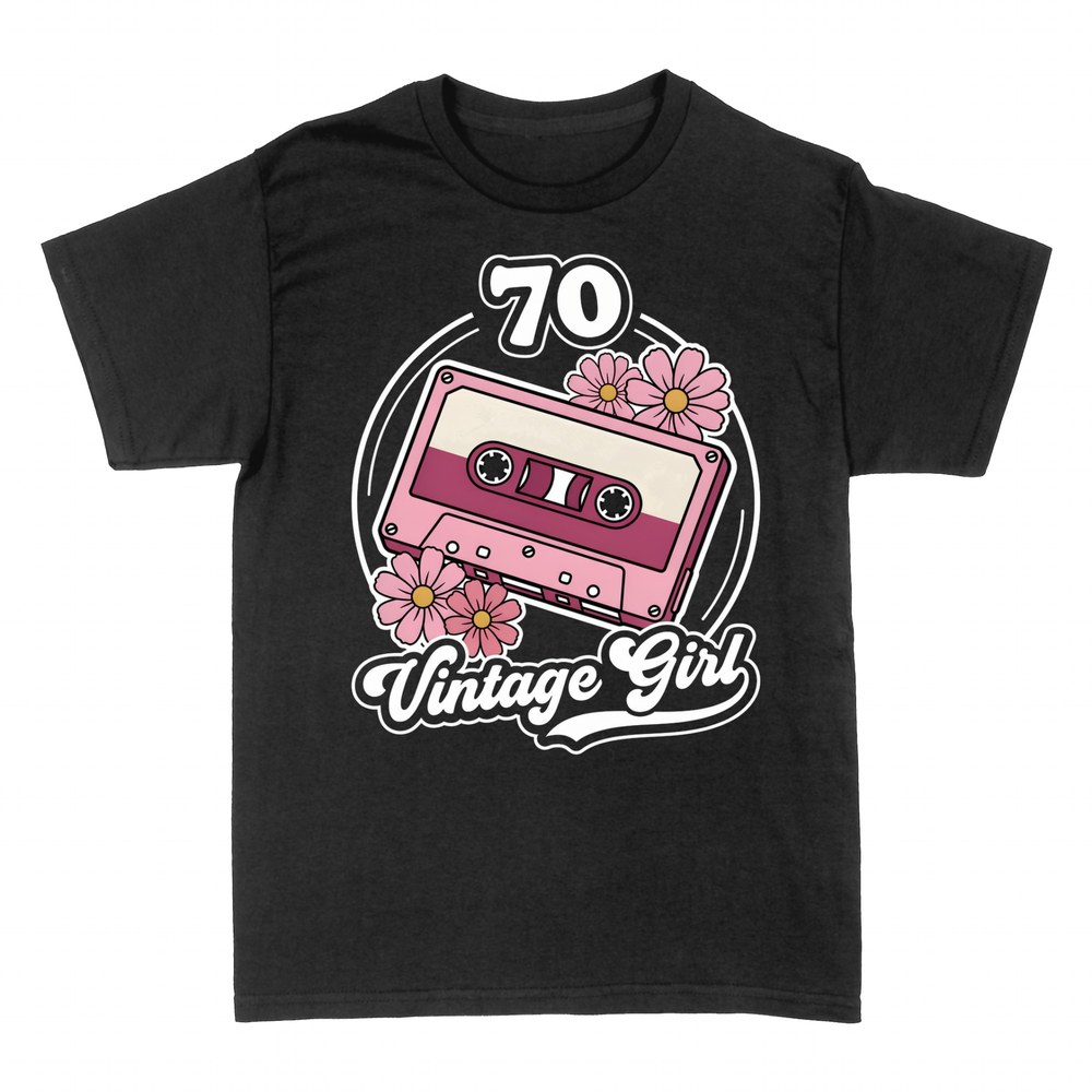 Magliette: 70 Vintage Girl con cassetta retro e margherite