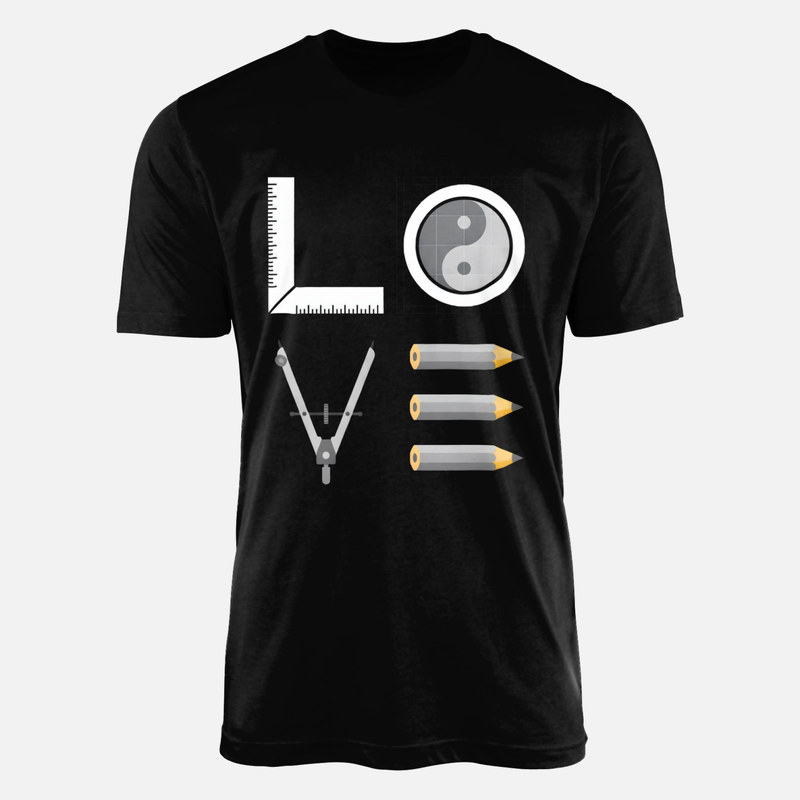 Magliette: Love da architetto con squadra, compasso e matite