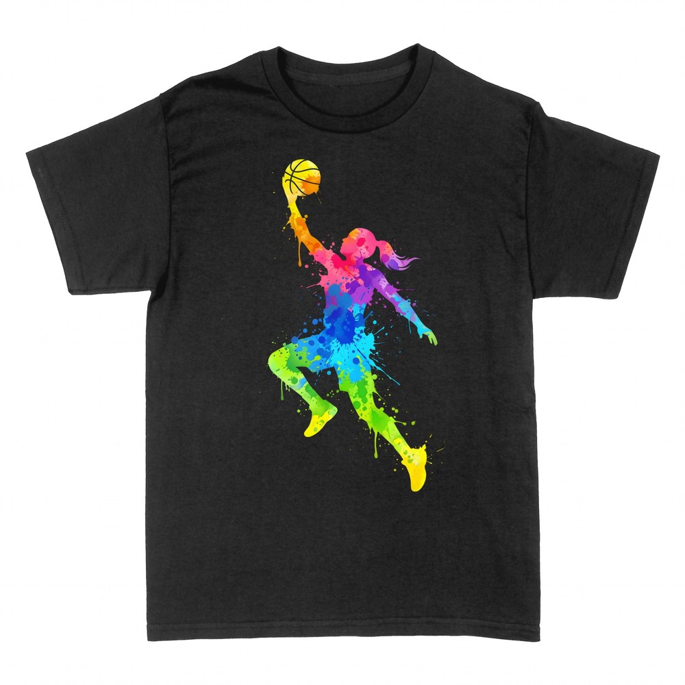 Magliette: Giocatrice di basket ad acquerello colorato