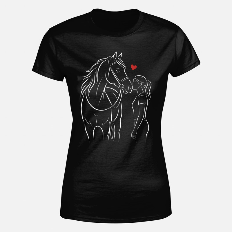 Magliette: Ragazza che bacia il suo cavallo con cuore