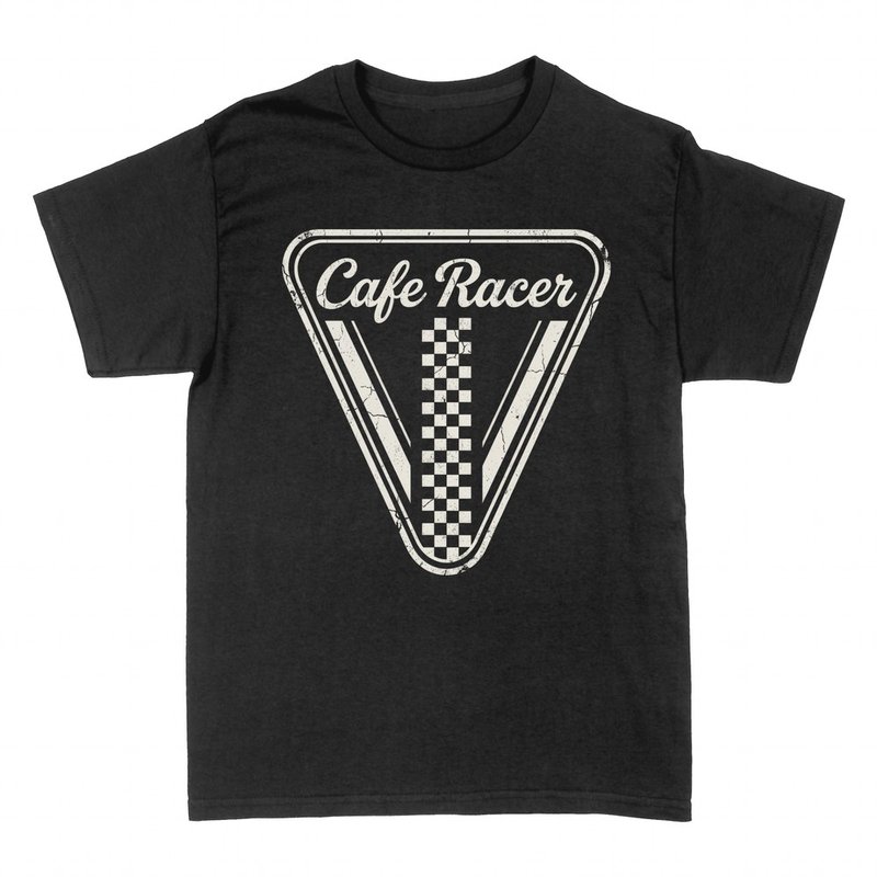 Magliette: Emblema Cafe Racer bandiera a scacchi