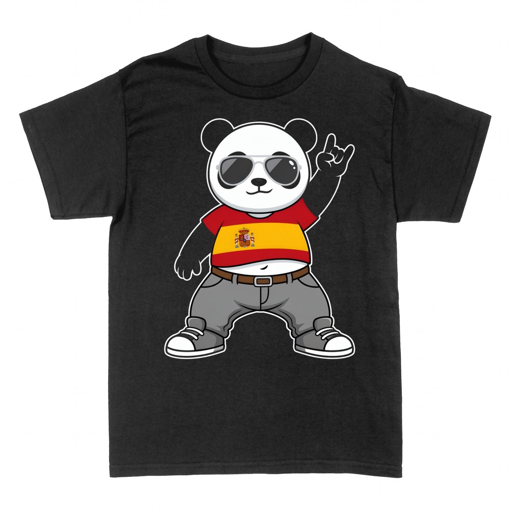 Magliette: Panda Rocker con Bandiera Spagna