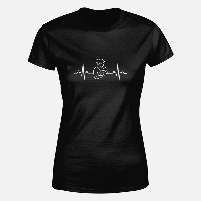 Magliette: Ostetrica con neonato su linea del battito
