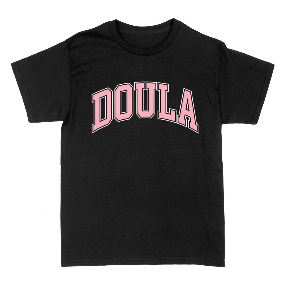 Magliette: Doula in lettering college rosa