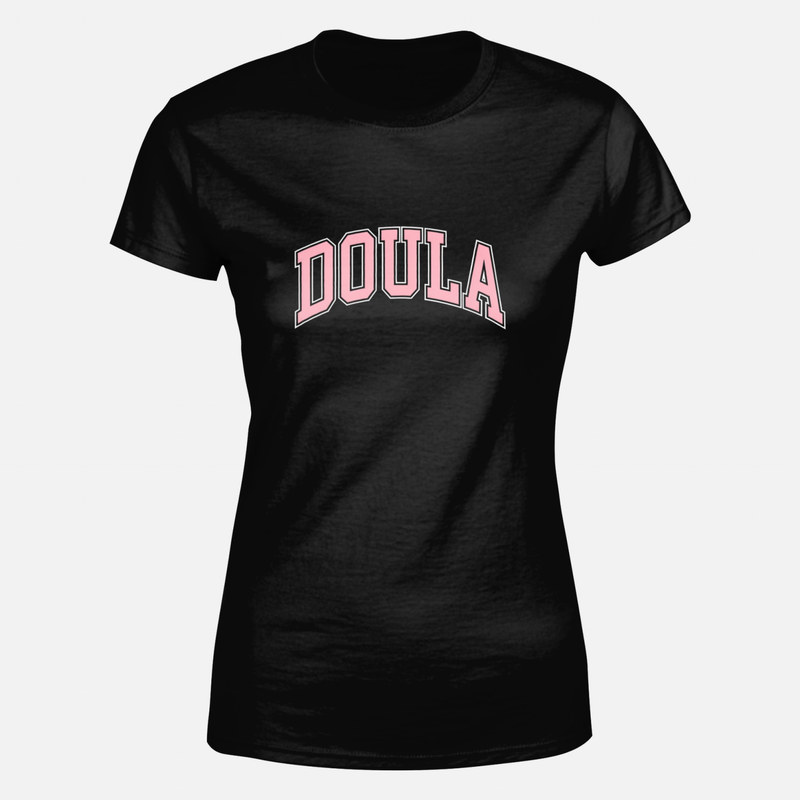 Magliette: Doula in lettering college rosa