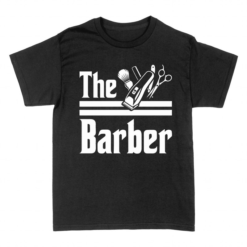 Magliette: The Barber con tagliacapelli, forbici e pennello