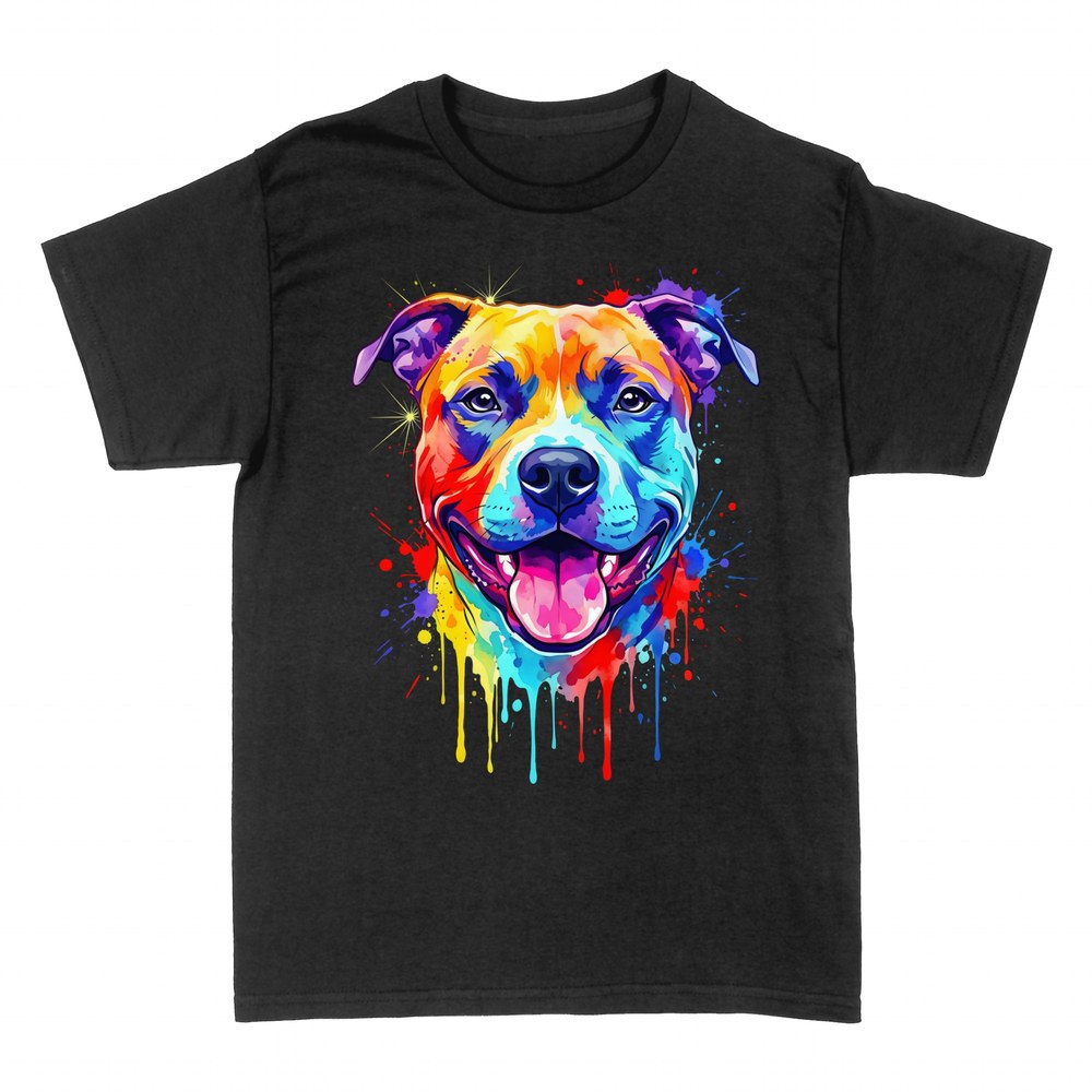 Magliette: Pit bull acquerello multicolore