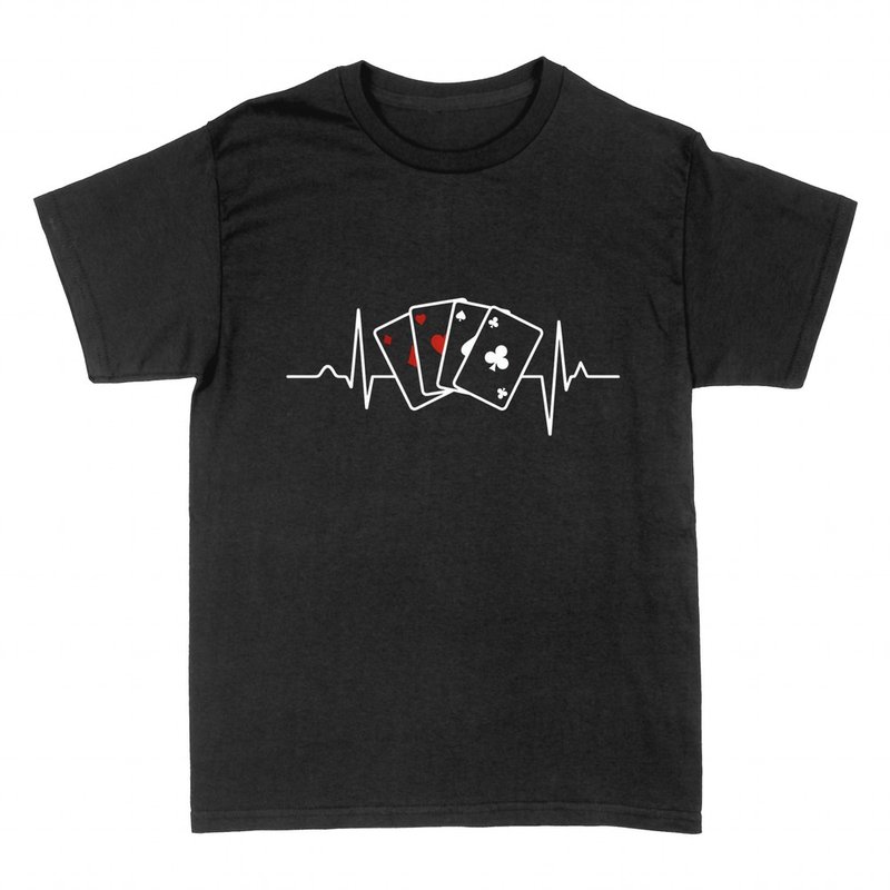 Magliette: Battito cardiaco poker quattro assi