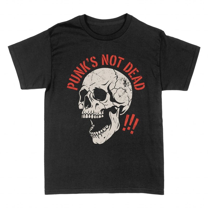 Magliette: Teschio punk urlante &laquo;Punk's Not Dead&raquo;