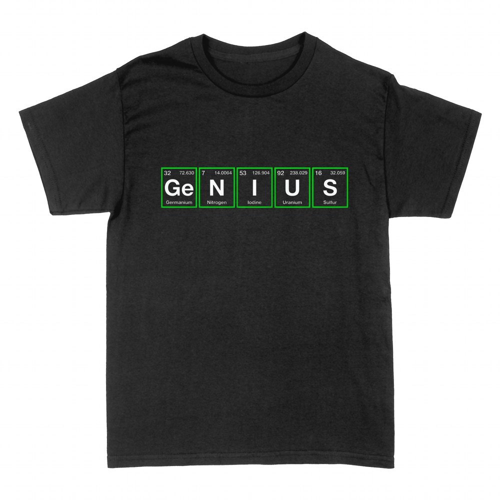 Magliette: Genius scritto con gli elementi della tavola