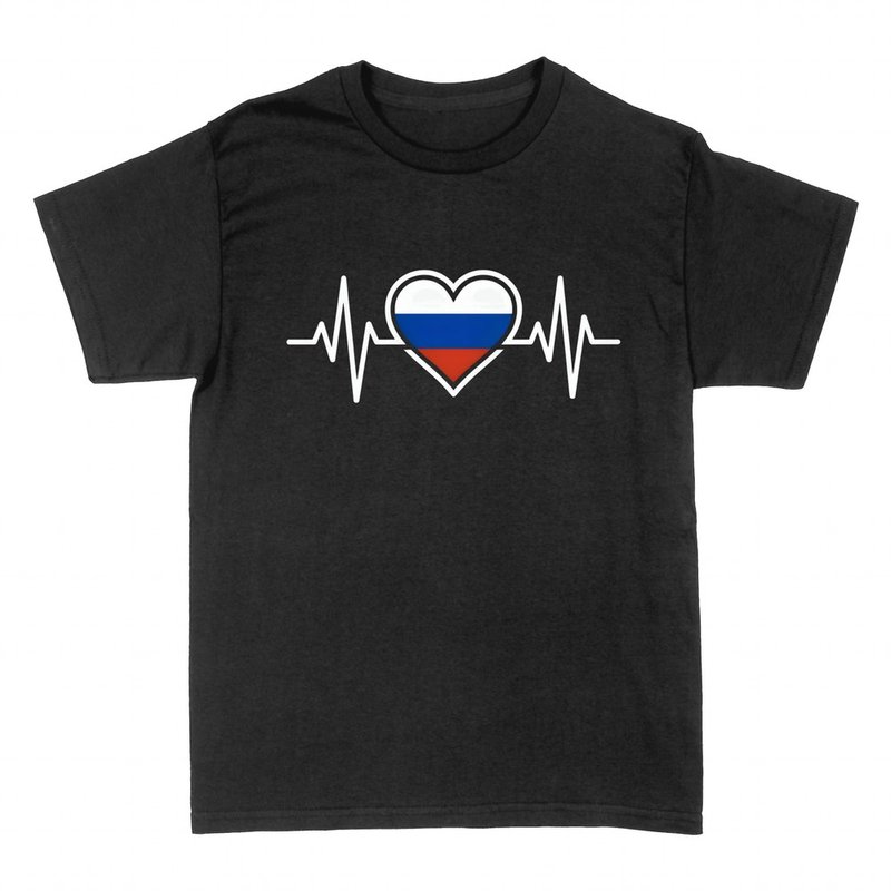 Magliette: Cuore Bandiera Russa con Battito