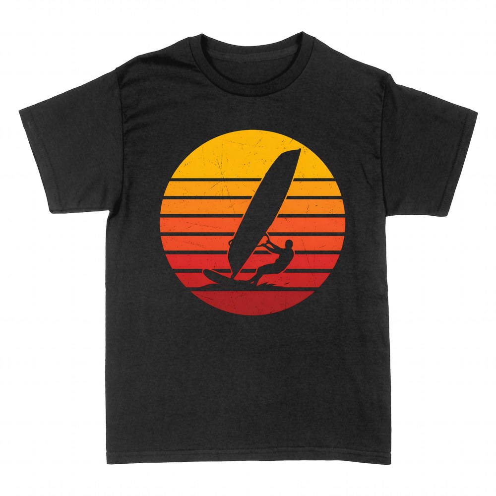 Magliette: Windsurf silhouette tramonto retro