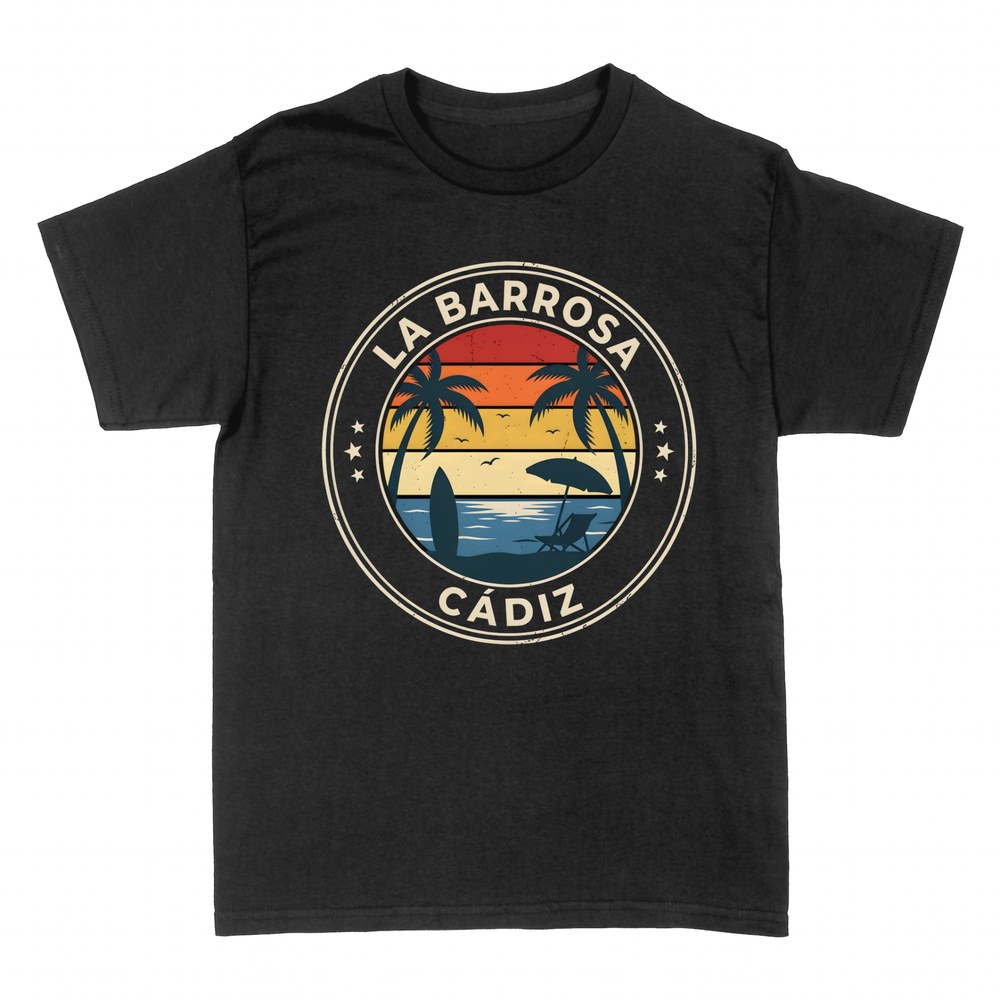 Magliette: Spiaggia La Barrosa C&aacute;diz emblema retr&ograve;
