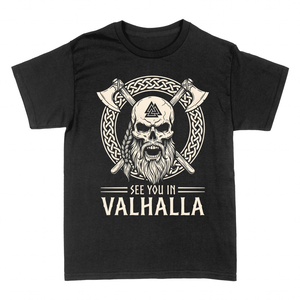 Magliette: Teschio vichingo ci vediamo nel Valhalla