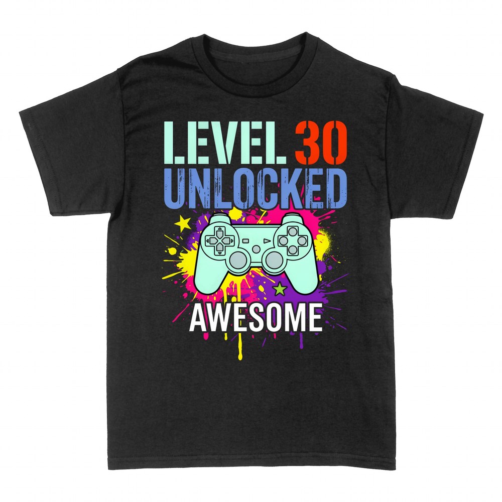 Magliette: Level 30 Unlocked con controller gamer