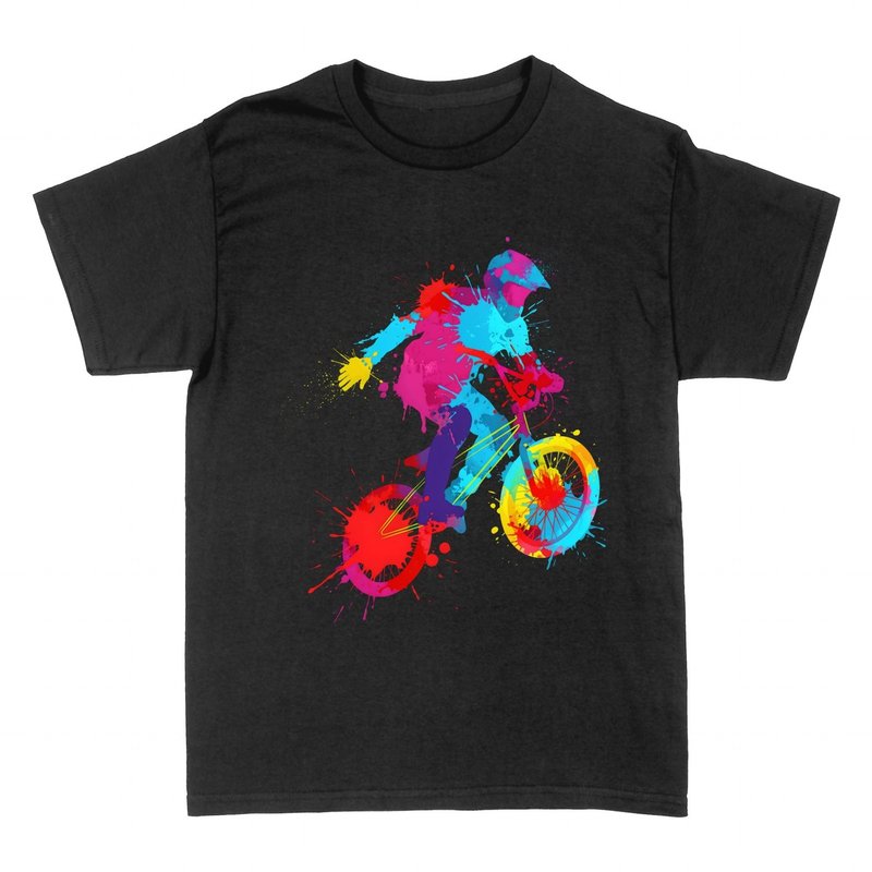 Magliette: Ciclista acrobatico splash colori