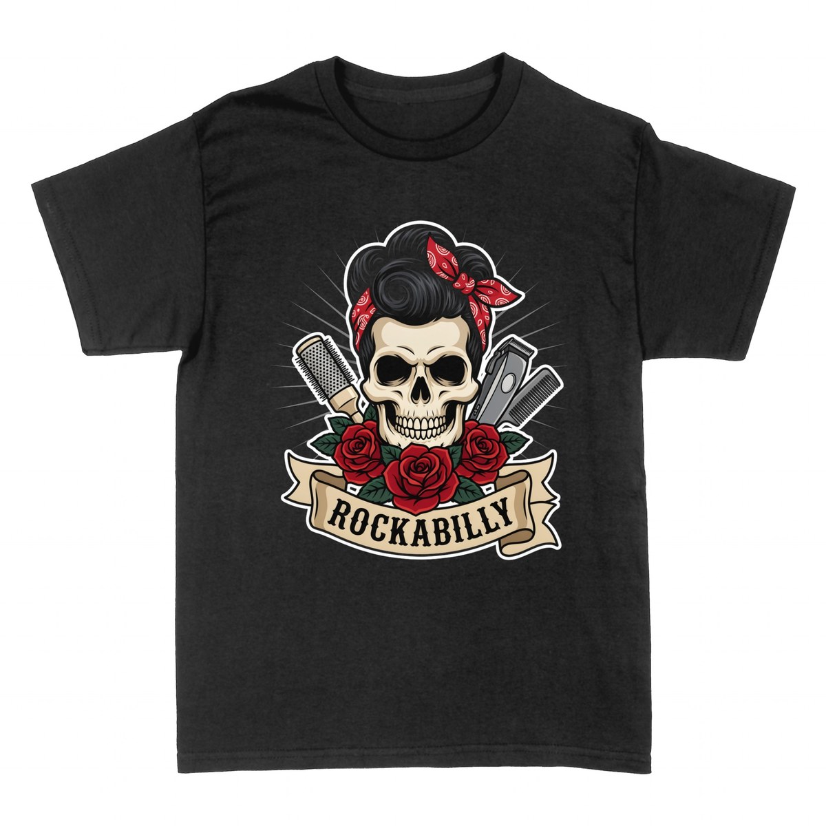 Magliette: Teschio Rockabilly Barbiere