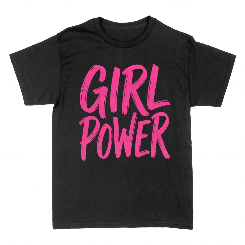 Magliette: Girl Power scritta rosa a pennello