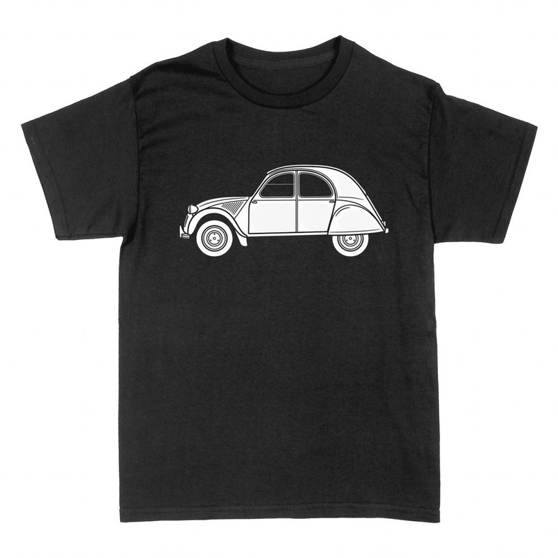 Magliette: Auto classica 2CV a linea bianca