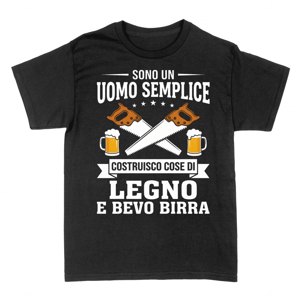 Magliette: Uomo Semplice: Legno e Birra