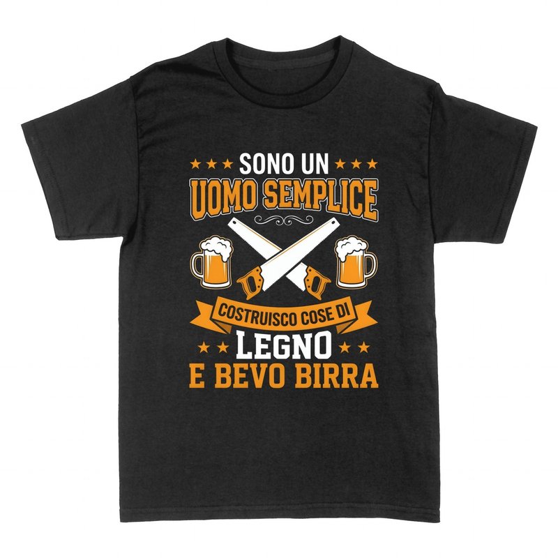 Magliette: Uomo Semplice: Legno e Birra