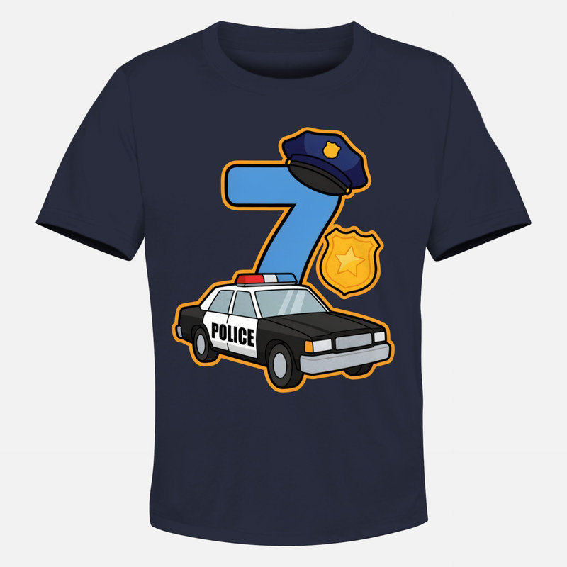Magliette: Poliziotto Numero 7 Auto Pattuglia