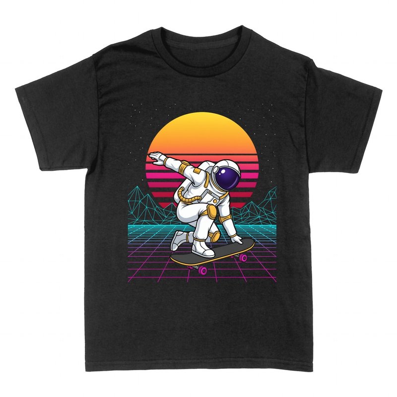 Magliette: Astronauta Skater Synthwave Retro