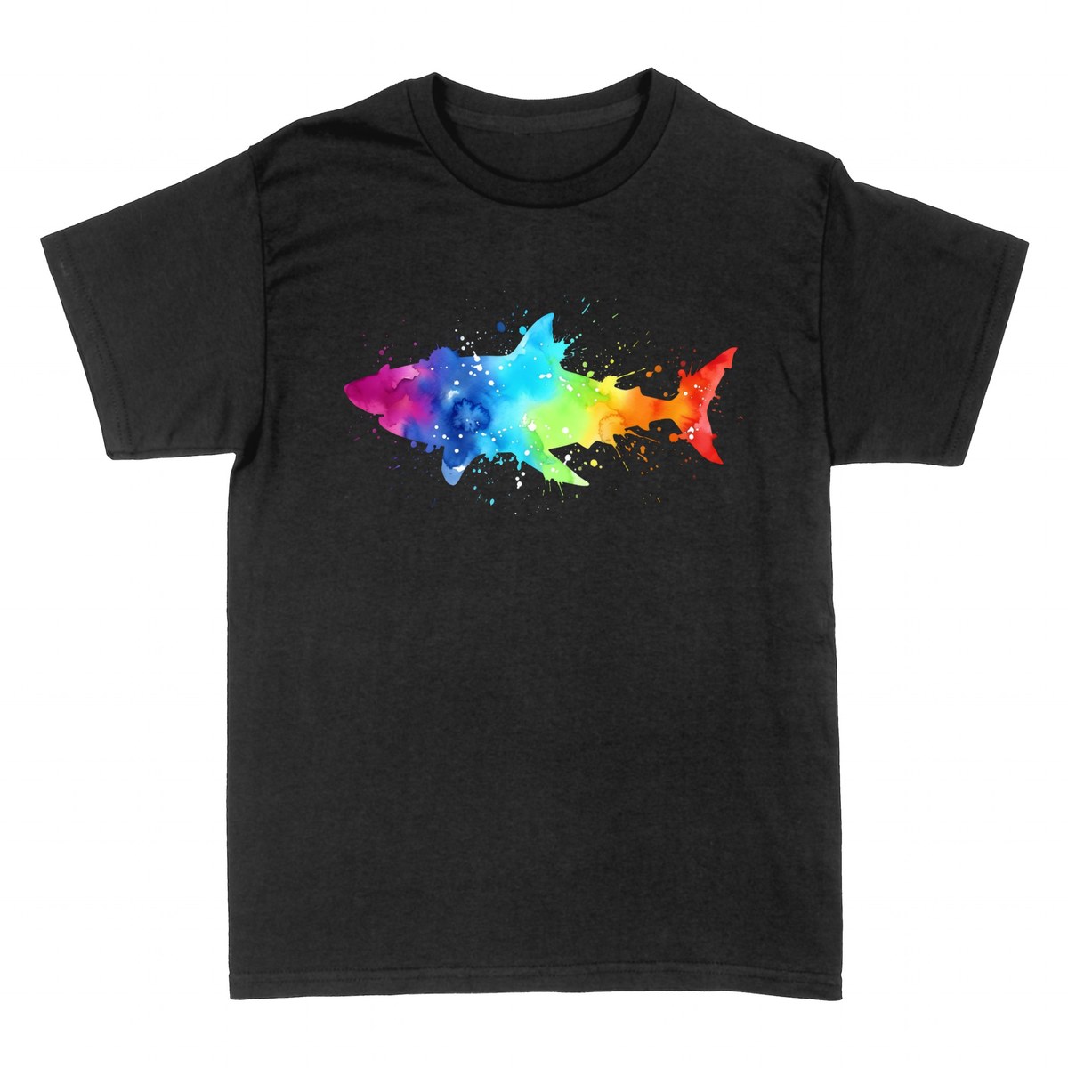 Magliette: Squalo Acquerello Arcobaleno