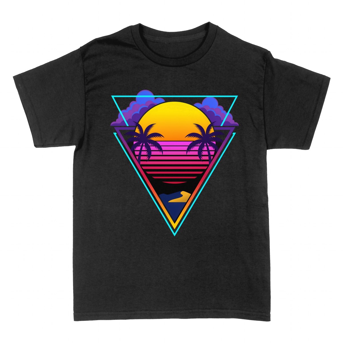 Magliette: Tramonto Synthwave Retro Anni 80
