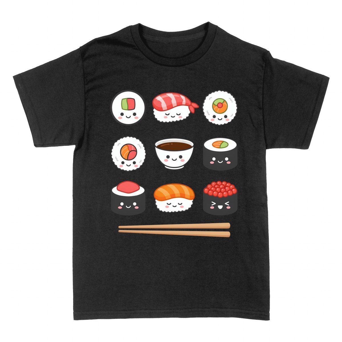 Magliette: Sushi Kawaii - Rolls e Nigiri Sorridenti
