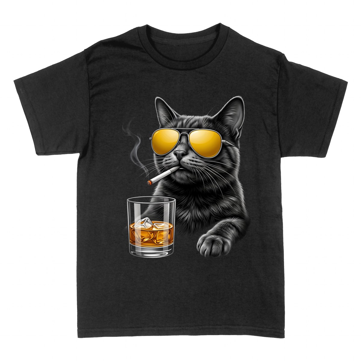 Magliette: Gatto con Whisky e Occhiali da Sole