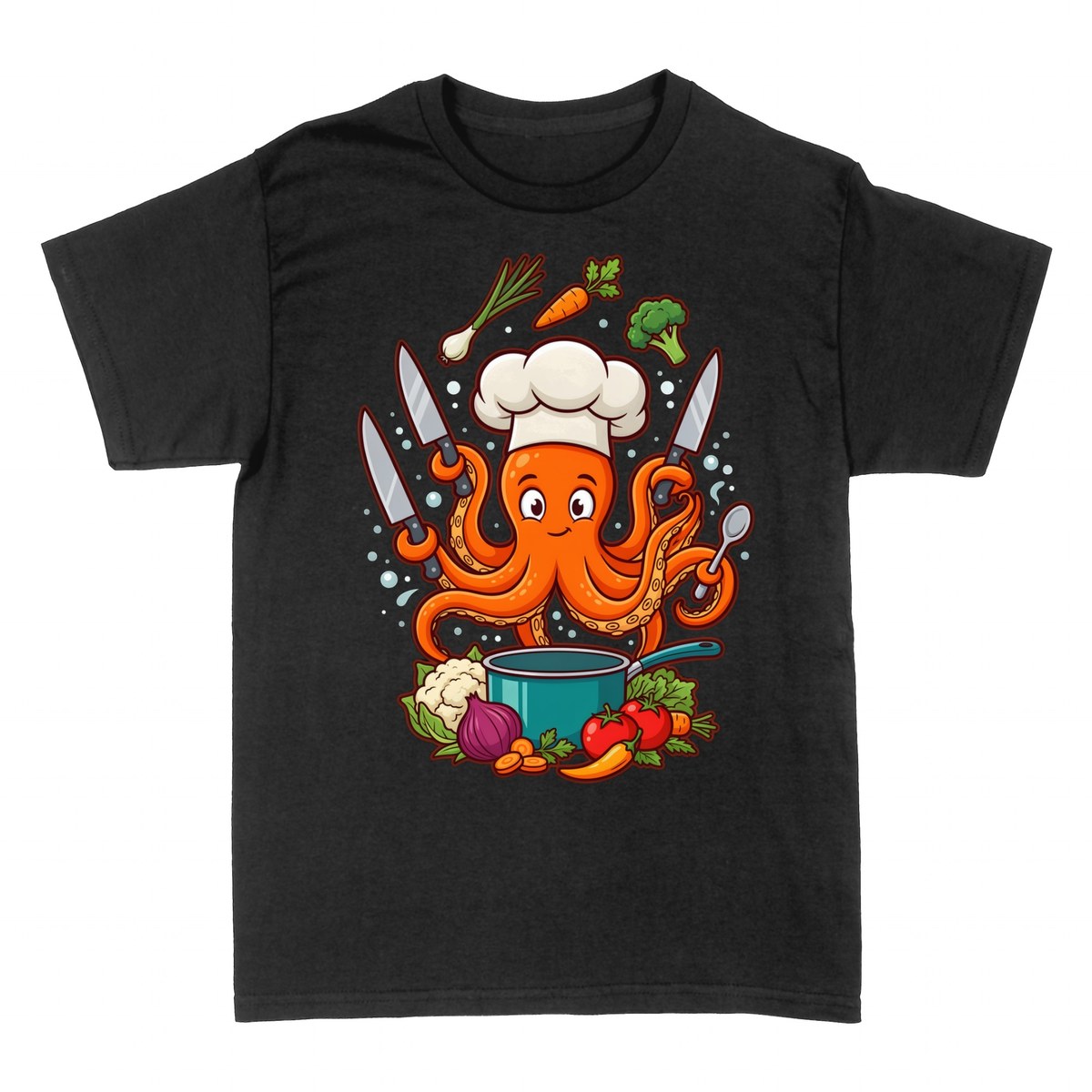 Magliette: Polpo Chef Cuoco con Verdure