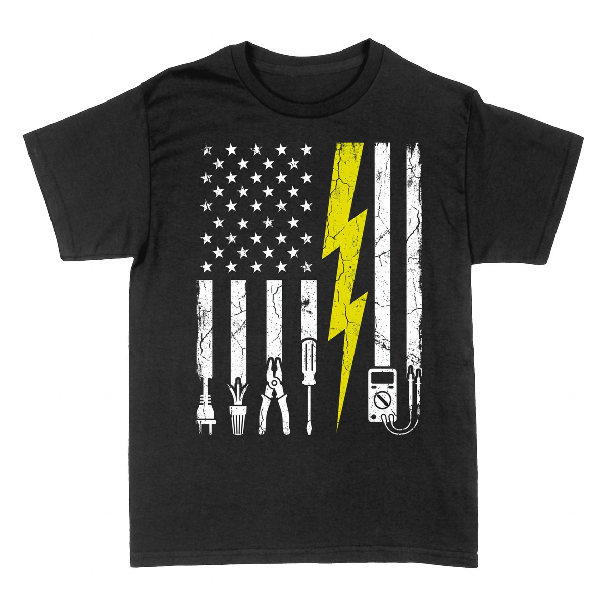 Magliette: Elettricista Bandiera Americana Fulmine