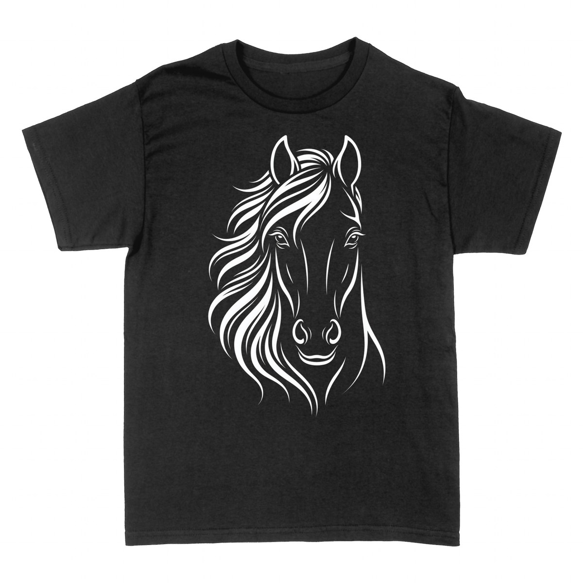 Magliette: Cavallo Ritratto Arte Linea Inchiostro